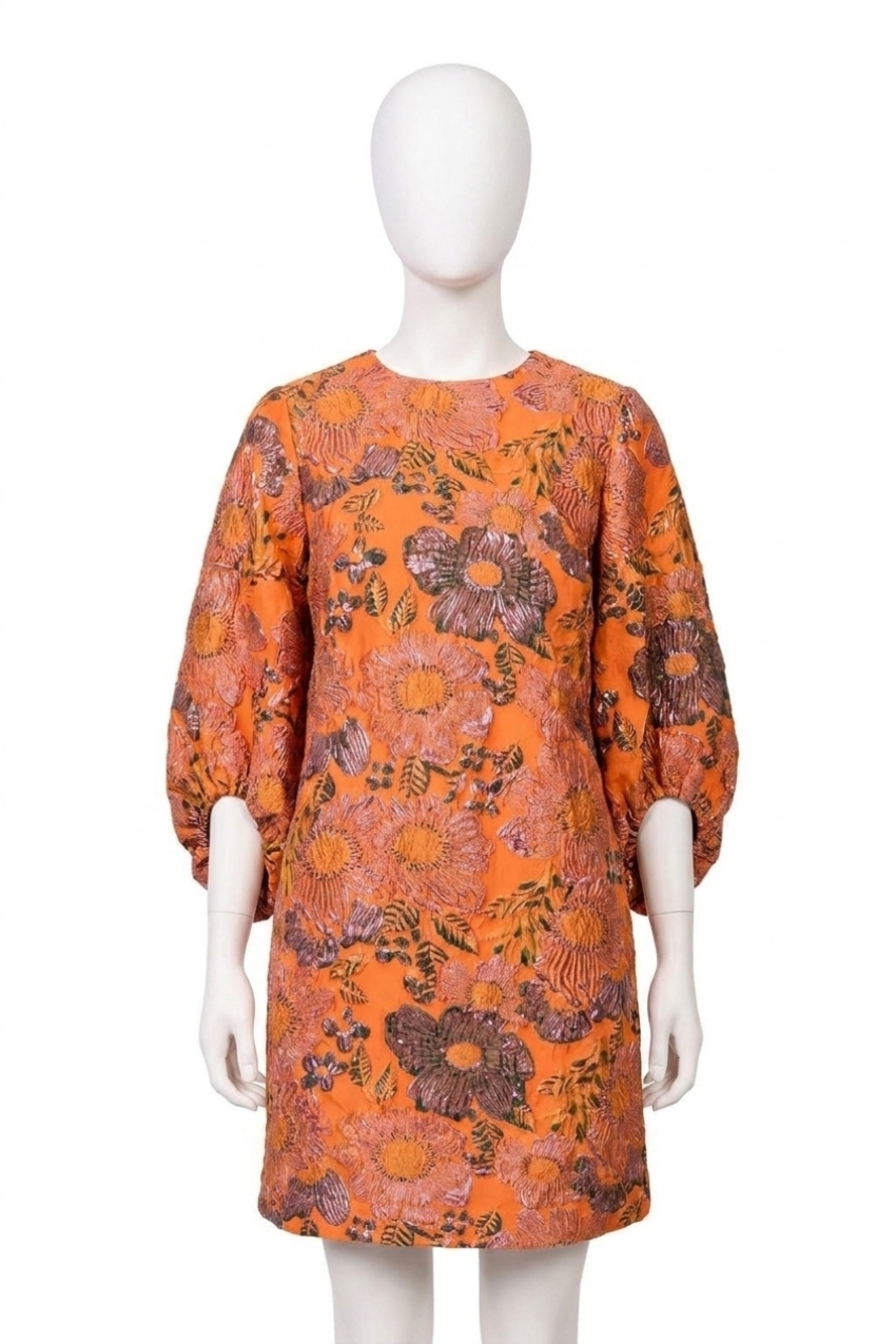NEW IVY JANE brocade shift dress in russet